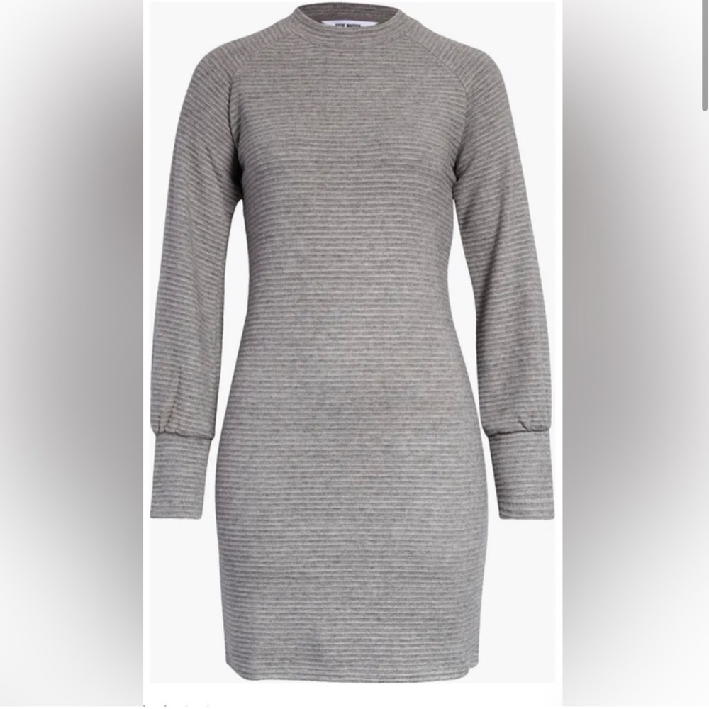 Steve Madden Gray Grey Mock Neck Crissy Long Sleeve sweater knit Dress